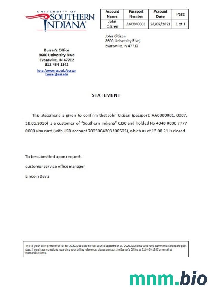 Przykład zamknięcia zamknięcia w USA w Południowej Indianie w formatach Word i PDF